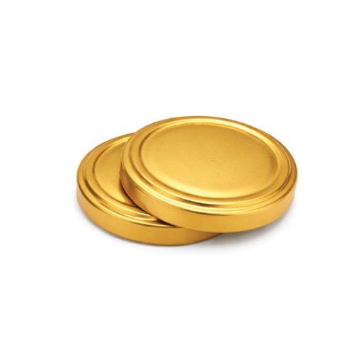 66 plechových viečok - zlaté