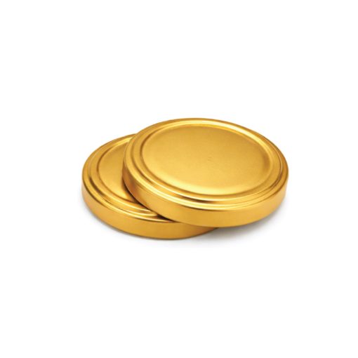 58 plechových viečok - zlatých