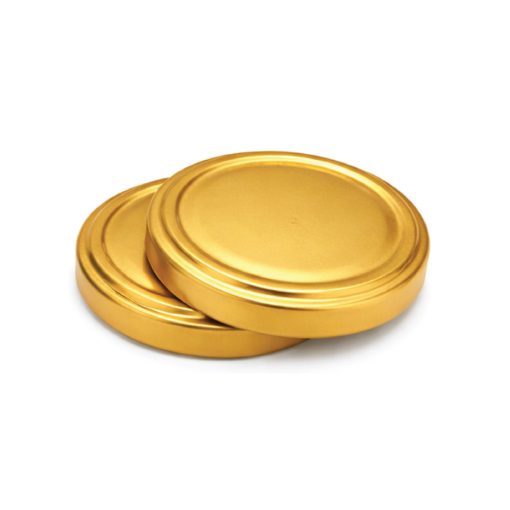 89 plechových viečok - zlatých