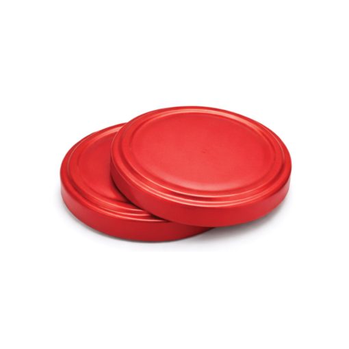 82 plechových viečok - červených