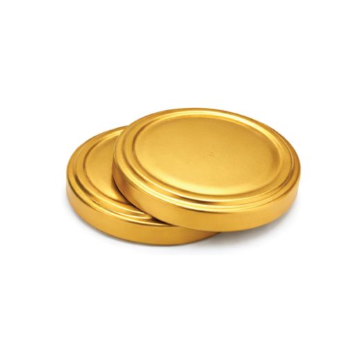 82 plechových viečok - zlatých