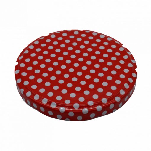 Vrchnák na plechovku veľkosť 82 - červené a biele bodky