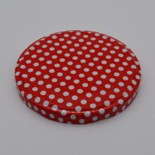 Vrchnák na plechovku veľkosť 82 - červené a biele bodky