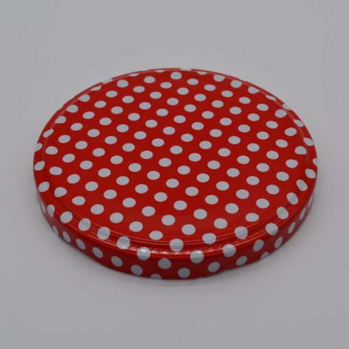 Vrchnák na plechovku veľkosť 82 - červené a biele bodky