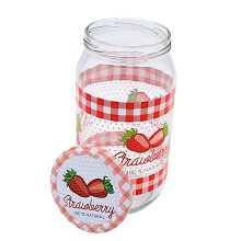 1000ml pohár - jahoda s viečkom