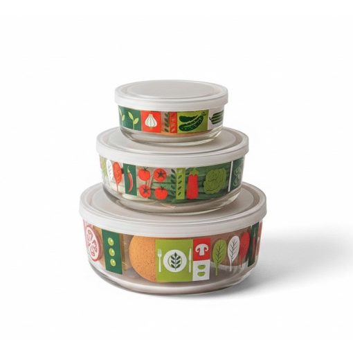 Sklenená nádoba Pachino s viečkom, 3-dielna