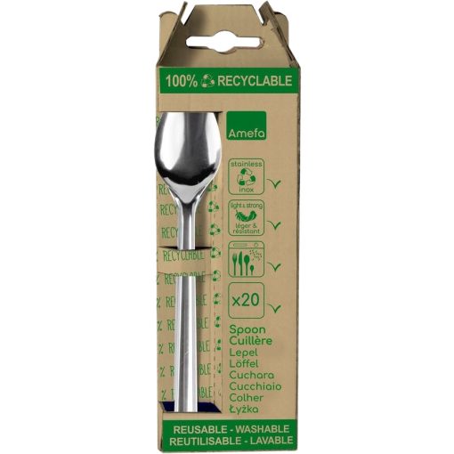 Opakovane použiteľné čajové lyžičky v závesnom kartóne po 20 kusoch